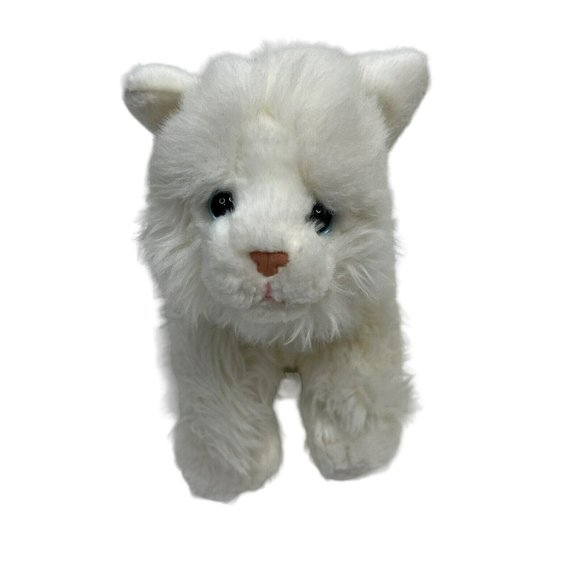 Toys R Us White Persian Kitty Cat 8" Plush Blue Eyes Pink Nose Stuffed Animal - Picture 1 of 10